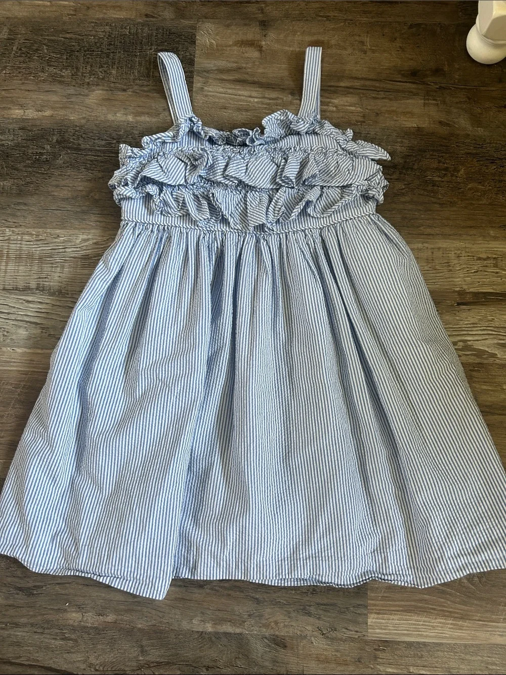 Ralph Lauren Blue and White Striped Ruffle Sundress 16